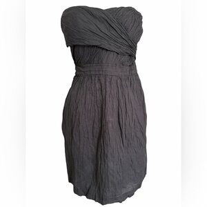 J.Crew Strapless Metallic Cotton Cocktail Dress Charcoal Gray Fit & Flare Sz 4